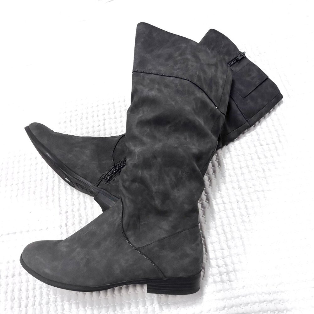 Gray Suede Knee High Boots, Size 6.5